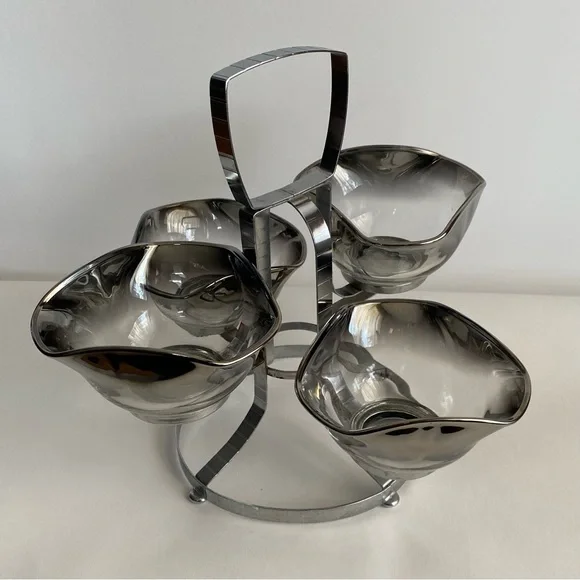 Mid Century Silver Rim Fade Serving Dish. Vintage. - Picture 3 of 7